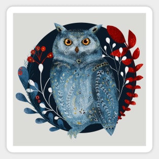 Nordic Folk Art Owl, Woodland Animals Folk Art Magnet